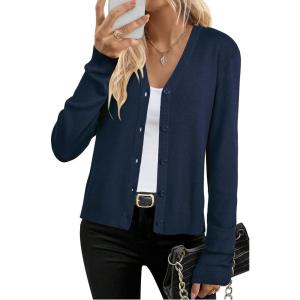 Arach&Cloz Women’s Wool Blend Business Casual Cardigan Sweaters 2025(Navy)