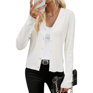 Arach&Cloz Women’s Wool Blend Business Casual Cardigan Sweaters 2025(Off-white)