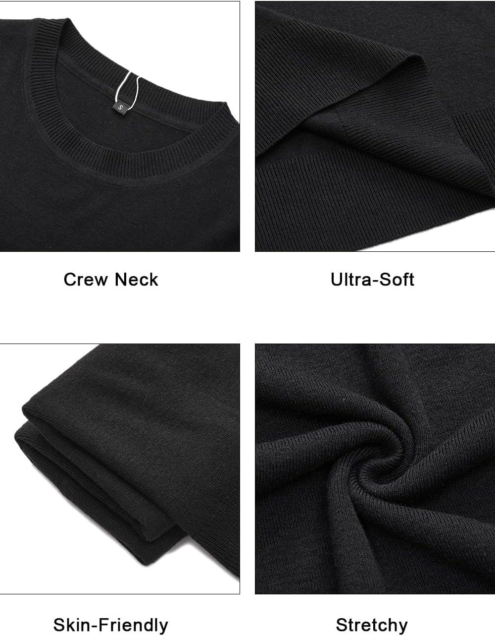 imageArachampampCloz Mens Wool Blend Loose Fit Sweater Ultra Soft 2025 Spring Bottoming Crewneck Fashion PulloverBlack