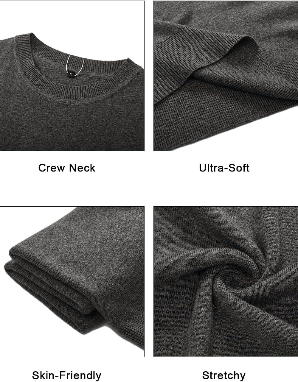 imageArachampampCloz Mens Wool Blend Loose Fit Sweater Ultra Soft 2025 Spring Bottoming Crewneck Fashion PulloverDark Gray
