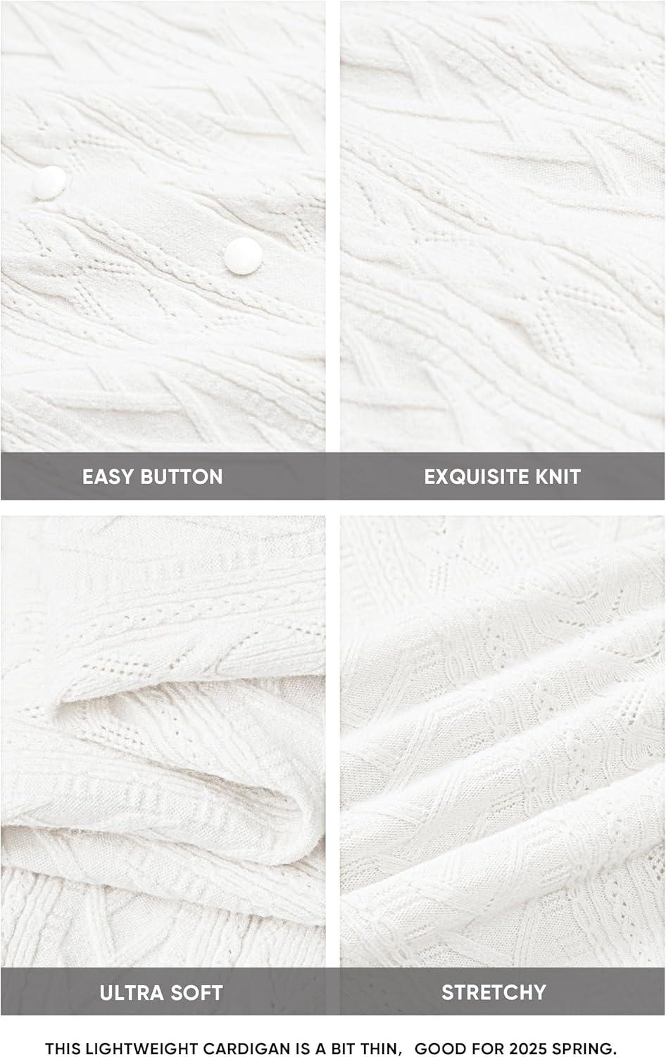 imageArachampampCloz Womens Cable Knit Fall Soft Lightweight Sweater Cardigans 2025White