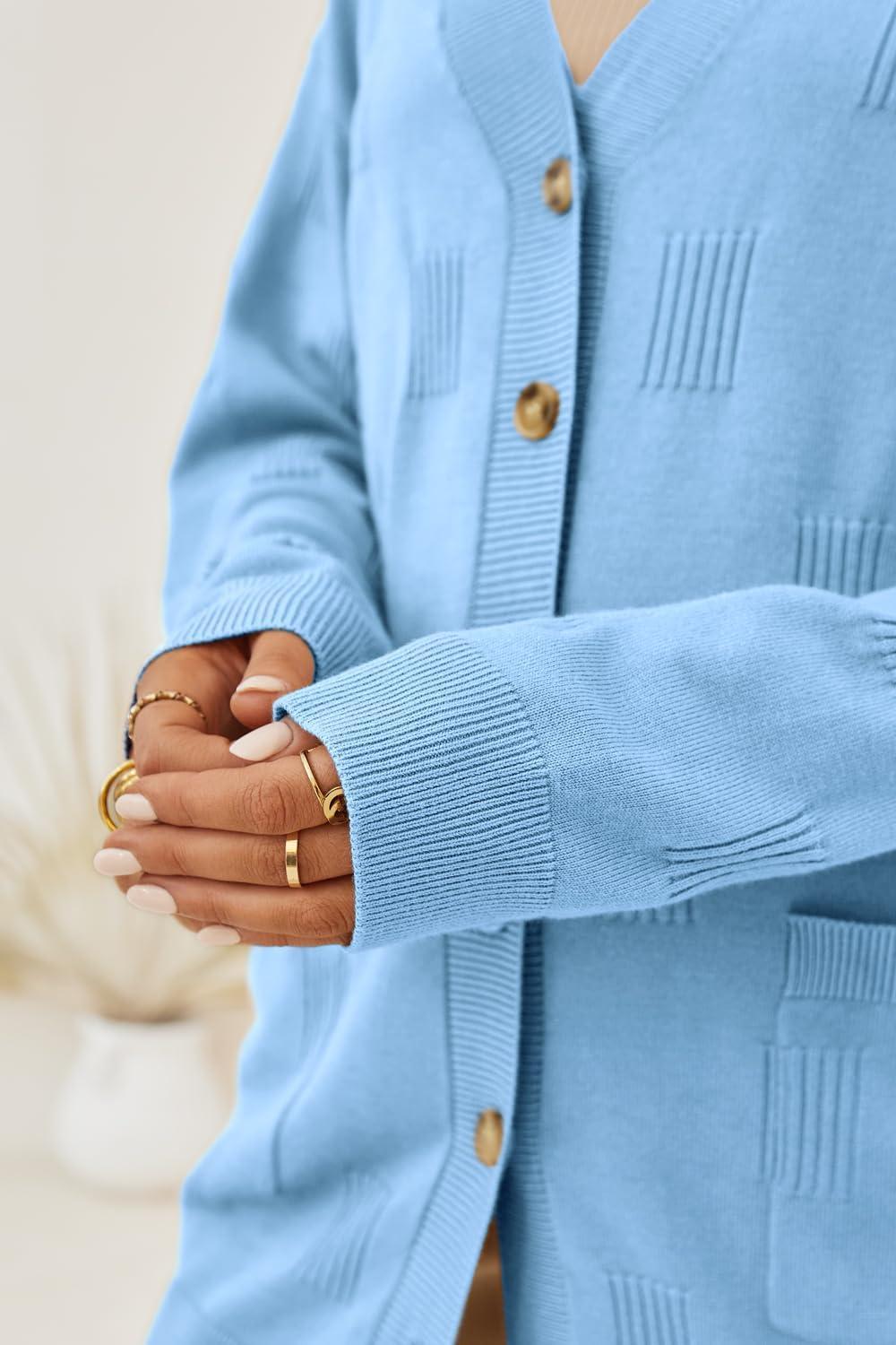 imageArachampampCloz Womens Lightweight Cardigan Sweater Fashion Long Sleeve Summer Casual Outfits with Pocket Cozy CloudsBlue