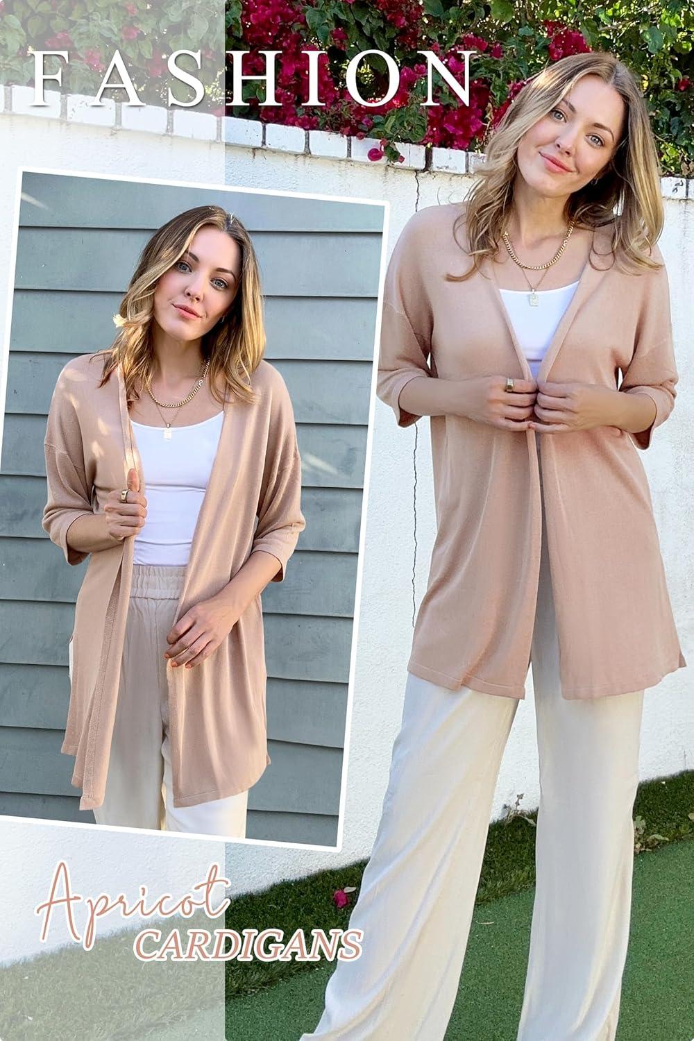 imageArachampampCloz Womens Lightweight Summer Beach Kimonos CardiganApricot