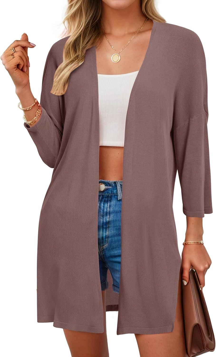 imageArachampampCloz Womens Lightweight Summer Beach Kimonos CardiganBrown