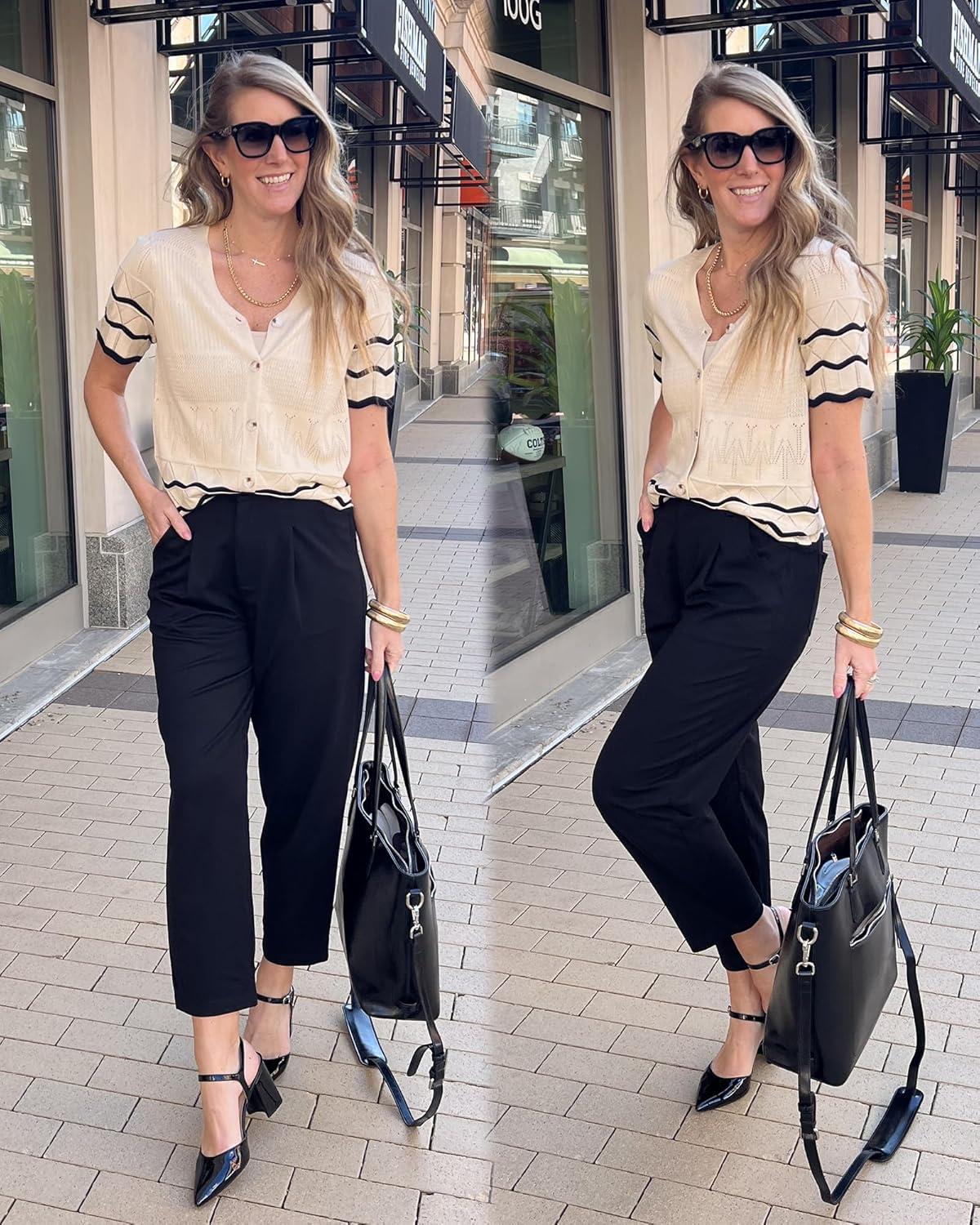 imageArachampampCloz Womens Stretch WrinkleFree Comfort Ankle Work Pants Fall 2025Navy