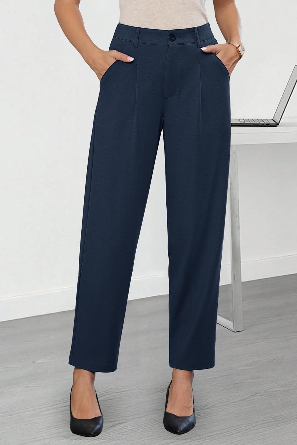 imageArachampampCloz Womens Stretch WrinkleFree Comfort Ankle Work Pants Fall 2025Navy