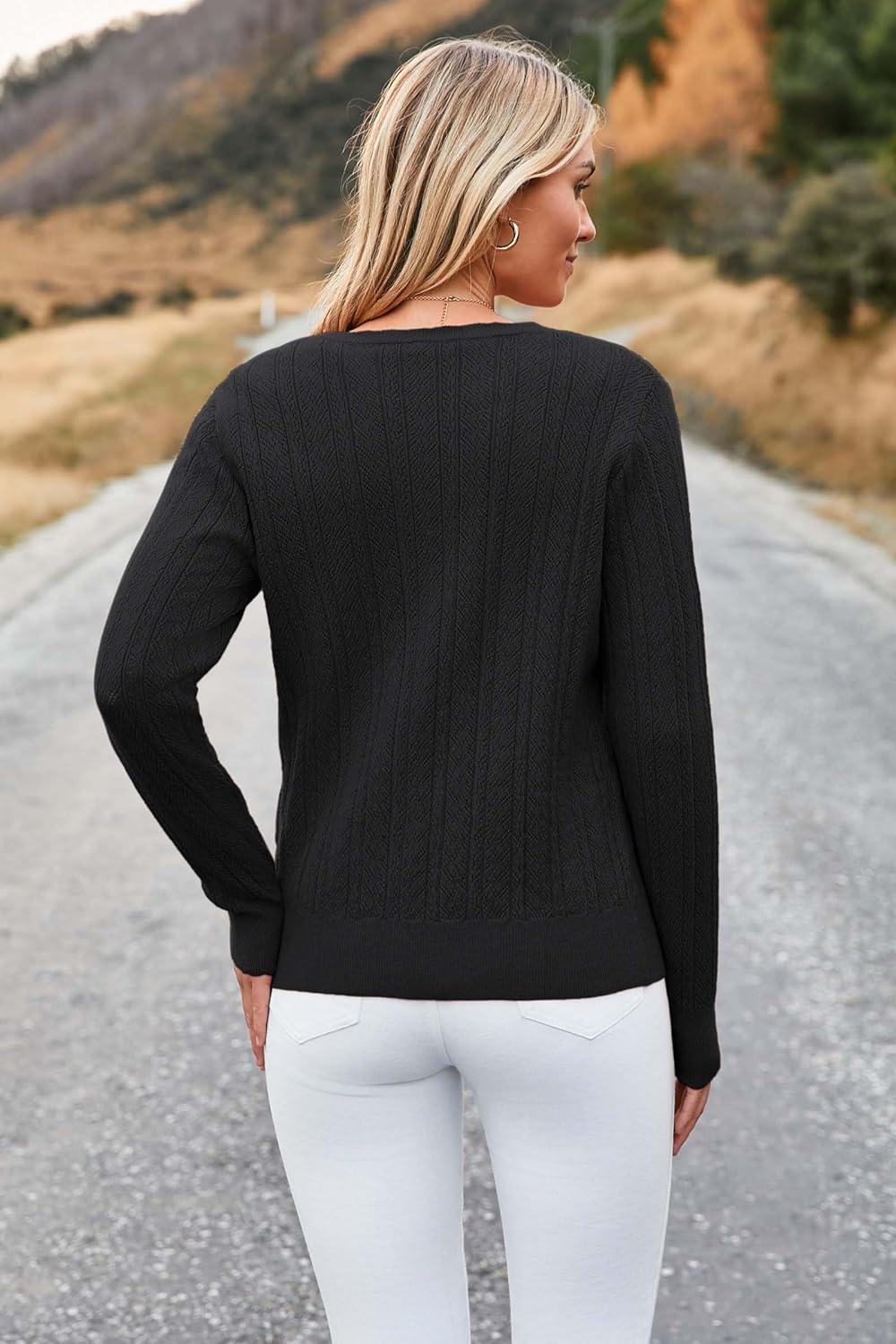 imageArachampampCloz Womens Summer Fall Scalloped Lace Cuff Crewneck Tops Textured ShirtsBblack