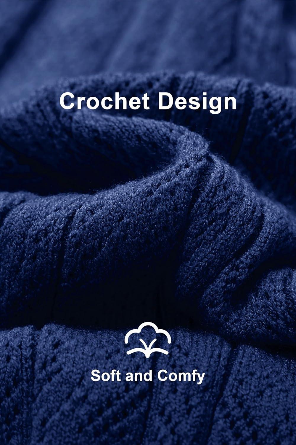 imageArachampampCloz Womens Summer Fall Scalloped Lace Cuff Crewneck Tops Textured ShirtsBnavy