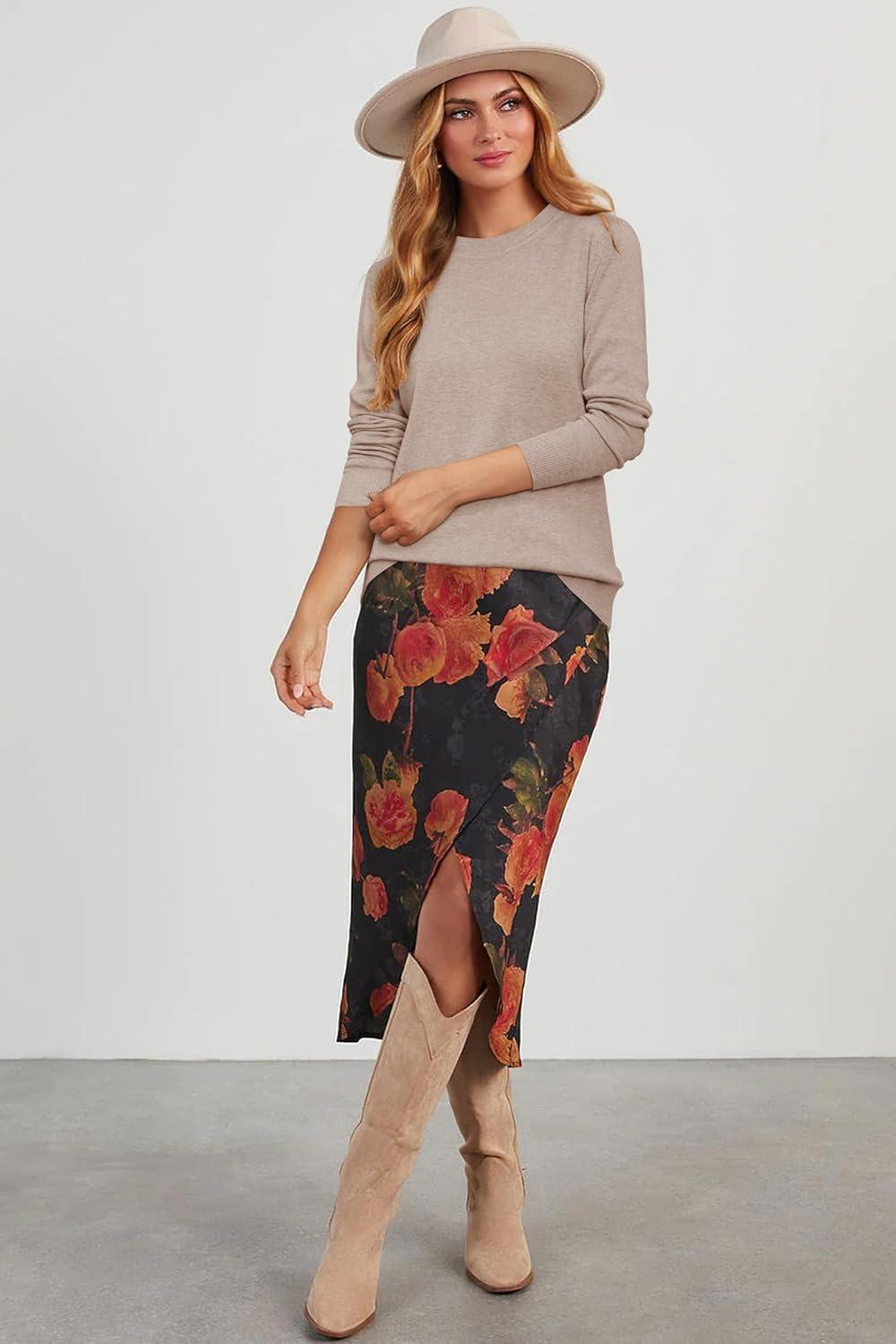 imageArachampampCloz Womens Wool Blend Classic Crew Neck Casual Fall SweatersAapricot02