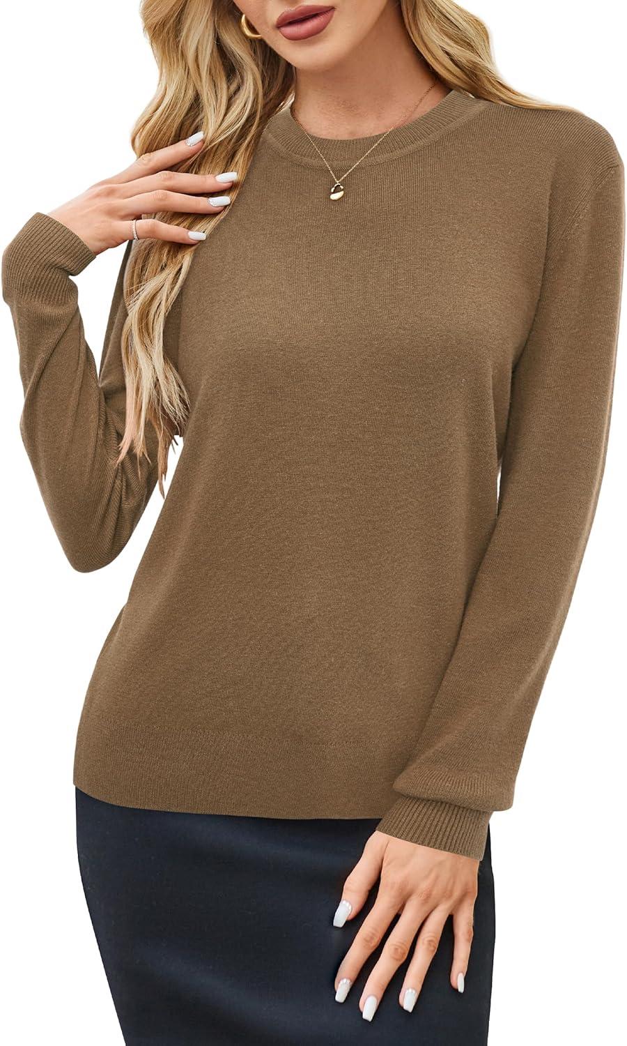 imageArachampampCloz Womens Wool Blend Classic Crew Neck Casual Fall SweatersAcamel