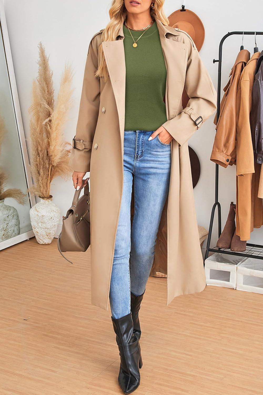 imageArachampampCloz Womens Wool Blend Classic Crew Neck Casual Fall SweatersAgrass Green