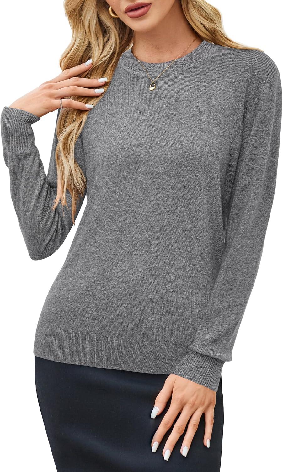 imageArachampampCloz Womens Wool Blend Classic Crew Neck Casual Fall SweatersAgray