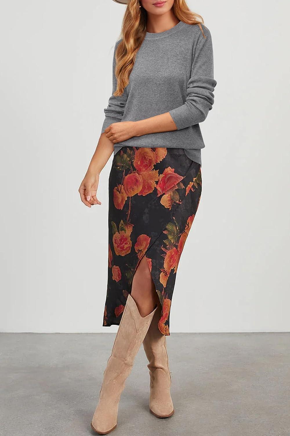 imageArachampampCloz Womens Wool Blend Classic Crew Neck Casual Fall SweatersAgray