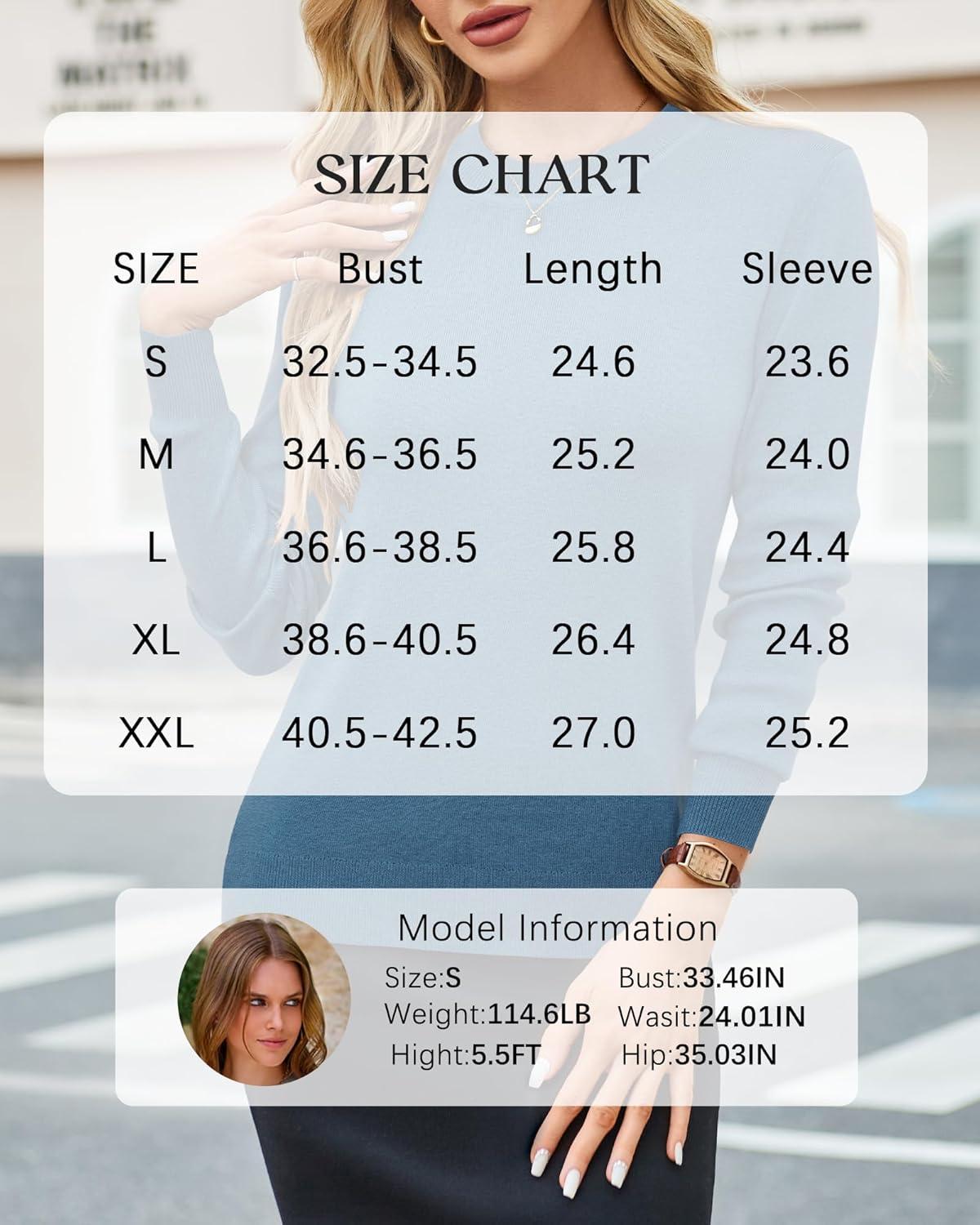 imageArachampampCloz Womens Wool Blend Classic Crew Neck Casual Fall SweatersAlight Blue