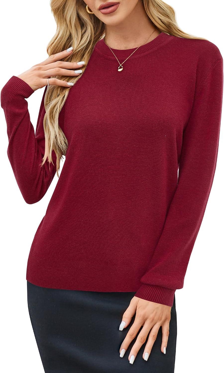 imageArachampampCloz Womens Wool Blend Classic Crew Neck Casual Fall SweatersAred