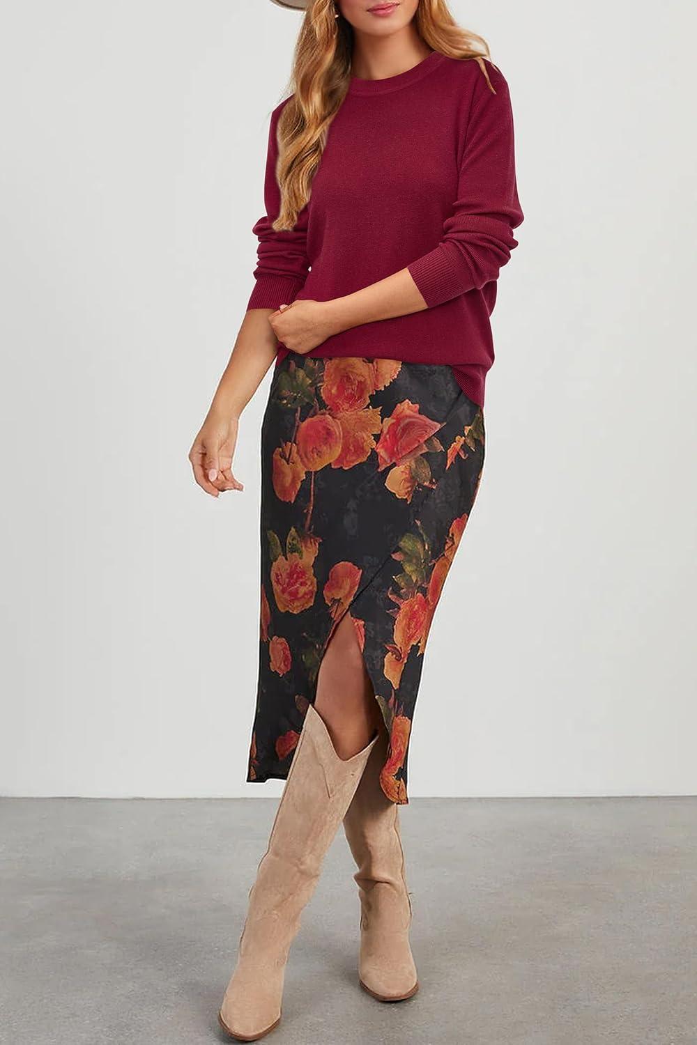 imageArachampampCloz Womens Wool Blend Classic Crew Neck Casual Fall SweatersAred