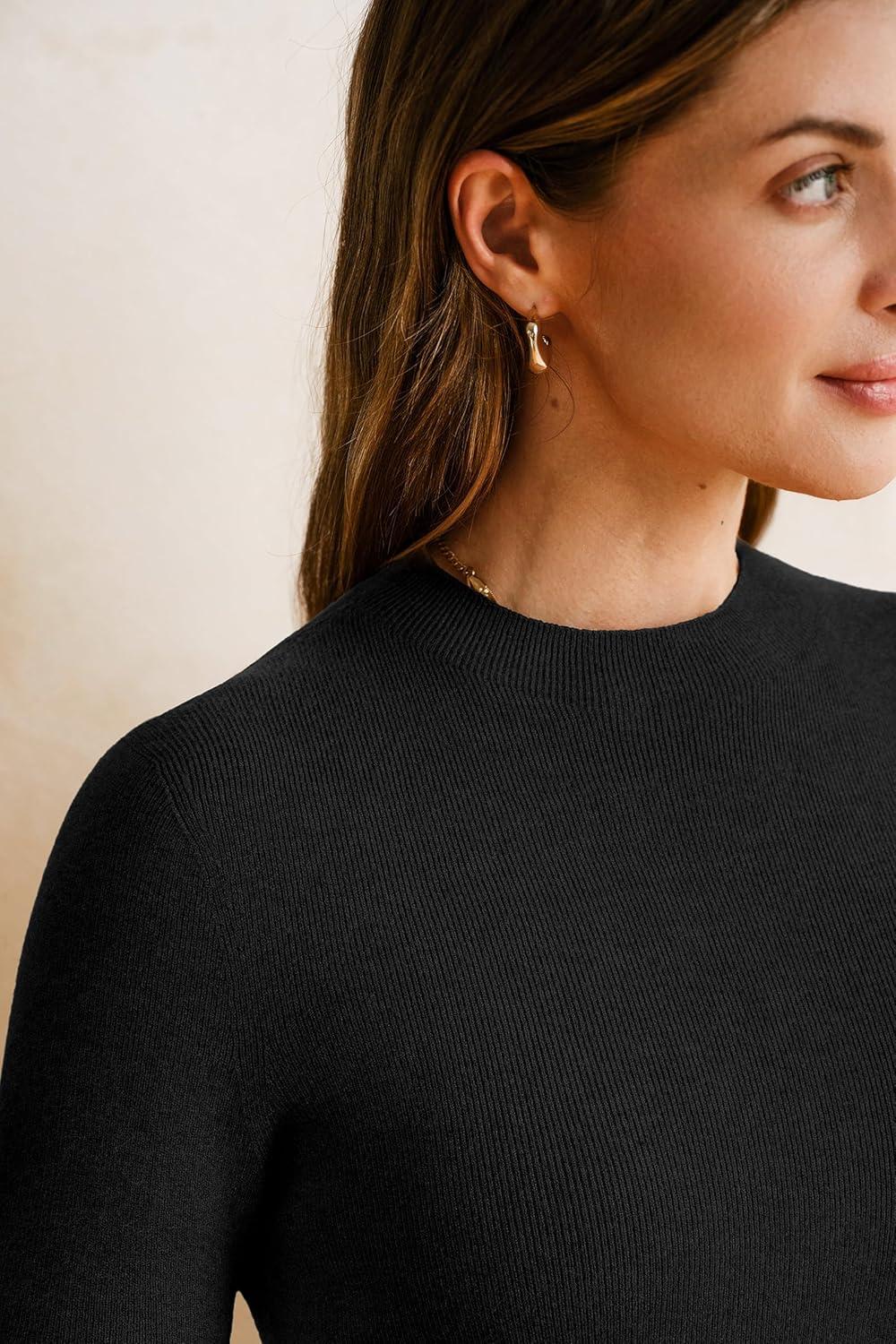 imageArachampampCloz Womens Wool Blend Fall Seamless Rip Resistant Tops Opaque Business Casual ShirtsAblack