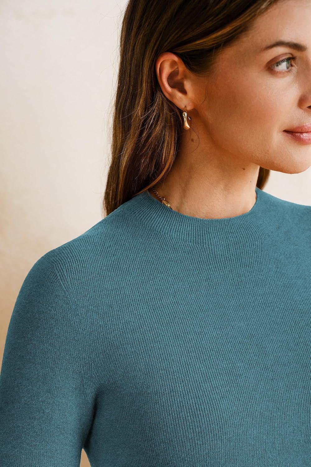 imageArachampampCloz Womens Wool Blend Fall Seamless Rip Resistant Tops Opaque Business Casual ShirtsAblue