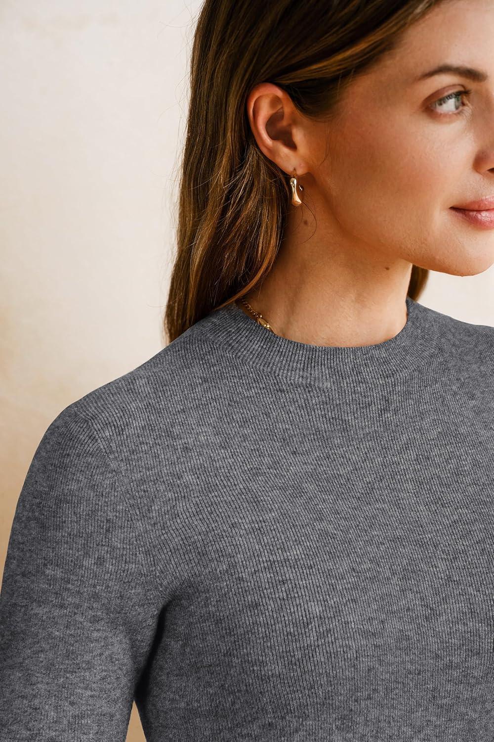 imageArachampampCloz Womens Wool Blend Fall Seamless Rip Resistant Tops Opaque Business Casual ShirtsAgray