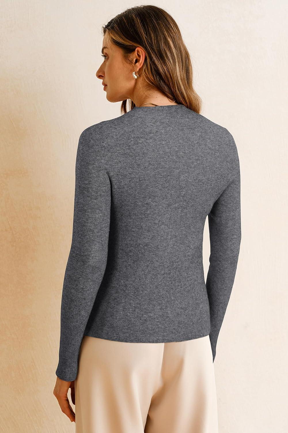 imageArachampampCloz Womens Wool Blend Fall Seamless Rip Resistant Tops Opaque Business Casual ShirtsAgray