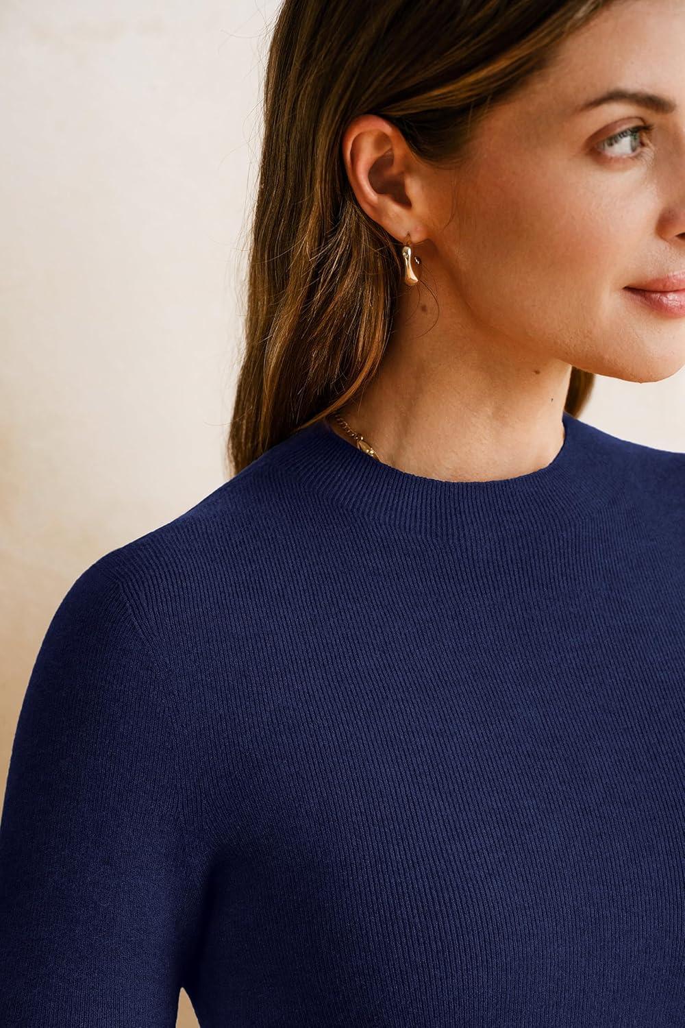 imageArachampampCloz Womens Wool Blend Fall Seamless Rip Resistant Tops Opaque Business Casual ShirtsAnavy