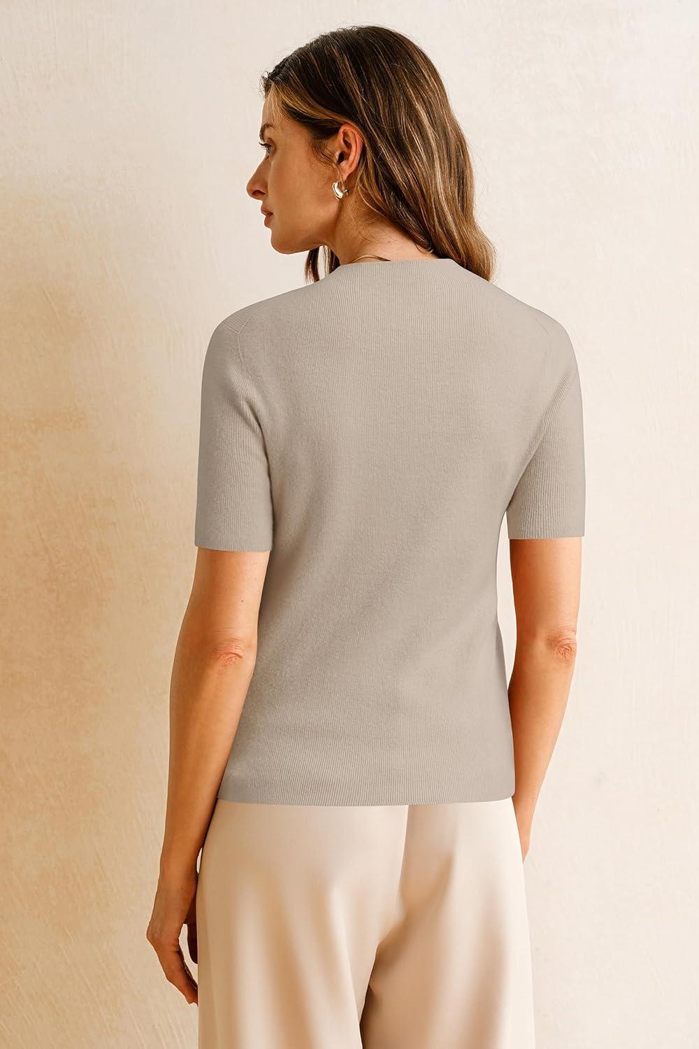 imageArachampampCloz Womens Wool Blend Fall Seamless Rip Resistant Tops Opaque Business Casual ShirtsBeige