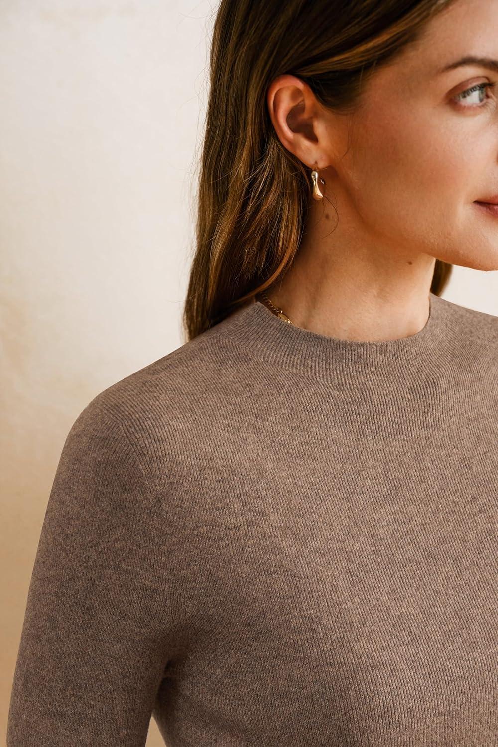 imageArachampampCloz Womens Wool Blend Fall Seamless Rip Resistant Tops Opaque Business Casual ShirtsCoffee