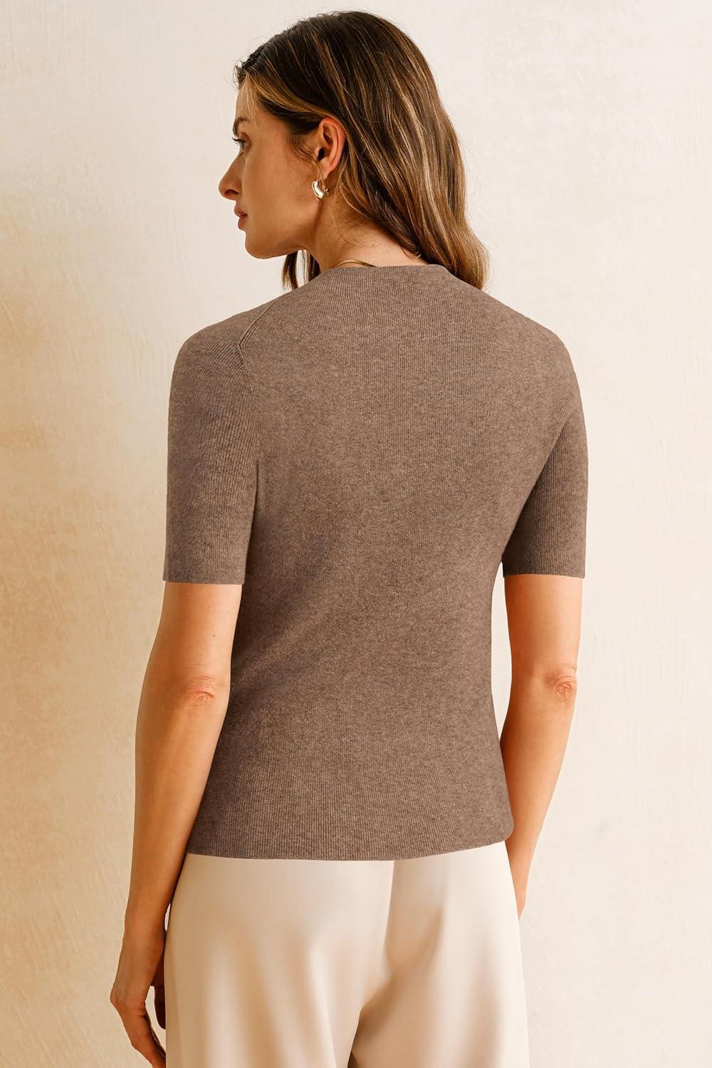 imageArachampampCloz Womens Wool Blend Fall Seamless Rip Resistant Tops Opaque Business Casual ShirtsCoffee