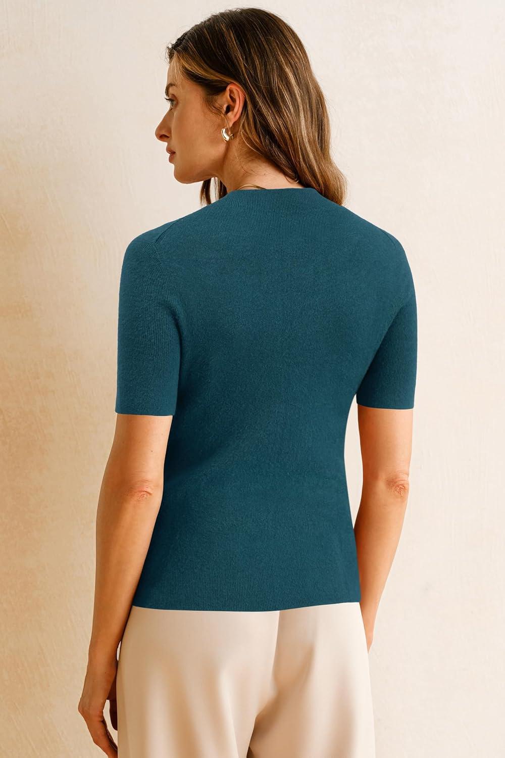 imageArachampampCloz Womens Wool Blend Fall Seamless Rip Resistant Tops Opaque Business Casual ShirtsDark Blue