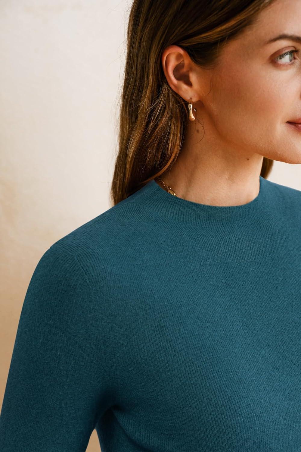 imageArachampampCloz Womens Wool Blend Fall Seamless Rip Resistant Tops Opaque Business Casual ShirtsDark Blue