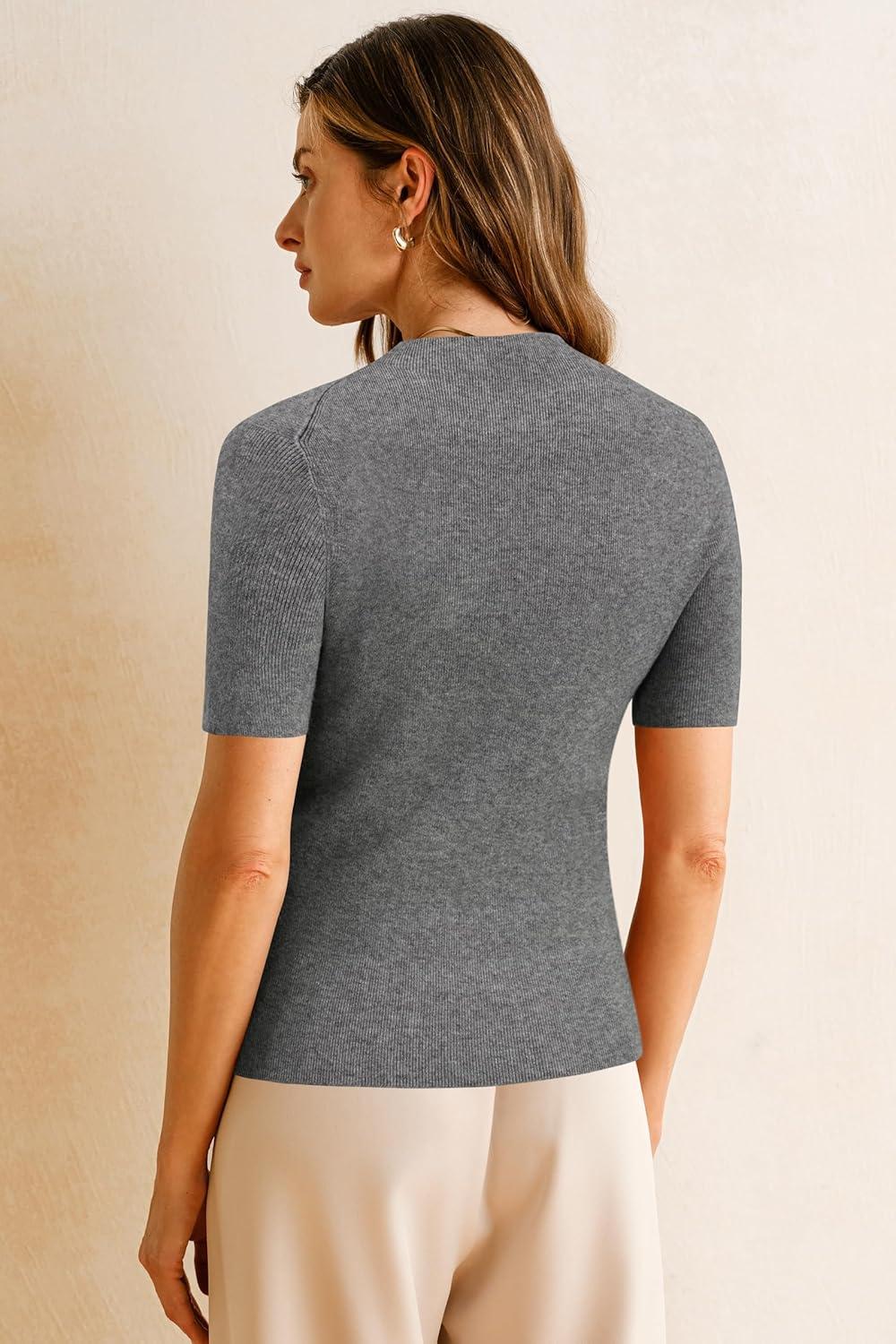 imageArachampampCloz Womens Wool Blend Fall Seamless Rip Resistant Tops Opaque Business Casual ShirtsGray