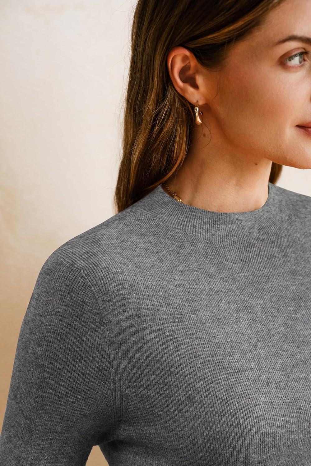 imageArachampampCloz Womens Wool Blend Fall Seamless Rip Resistant Tops Opaque Business Casual ShirtsGray