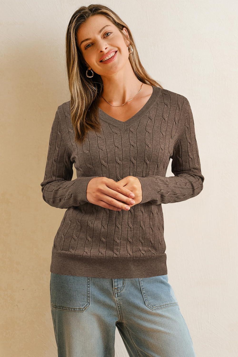 imageArachampampCloz Womens Wool Blend Fall Sweaters Business Casual OutfitsCablecoffee