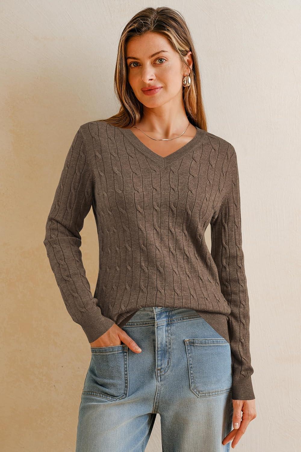 imageArachampampCloz Womens Wool Blend Fall Sweaters Business Casual OutfitsCablecoffee