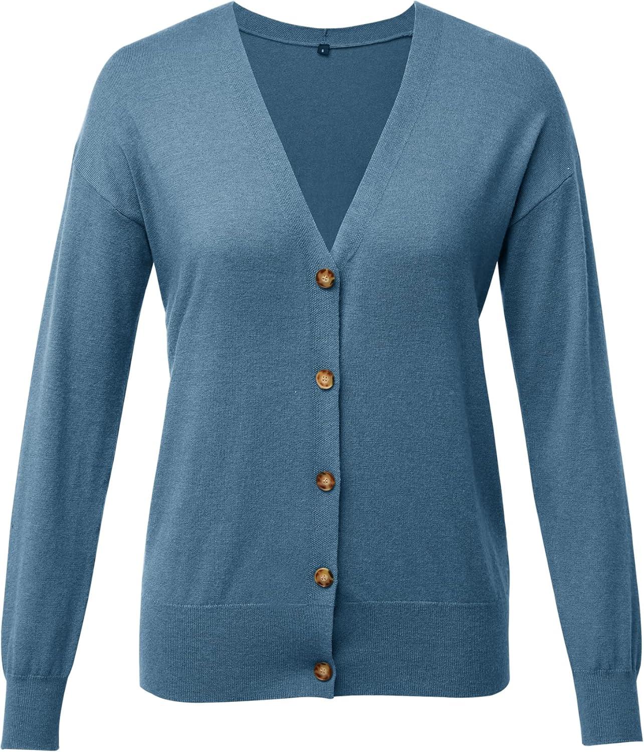 imageArachampampCloz Womens Wool Blend Lightweight Fall Business Casual Cardigan SweatersLucky Blue