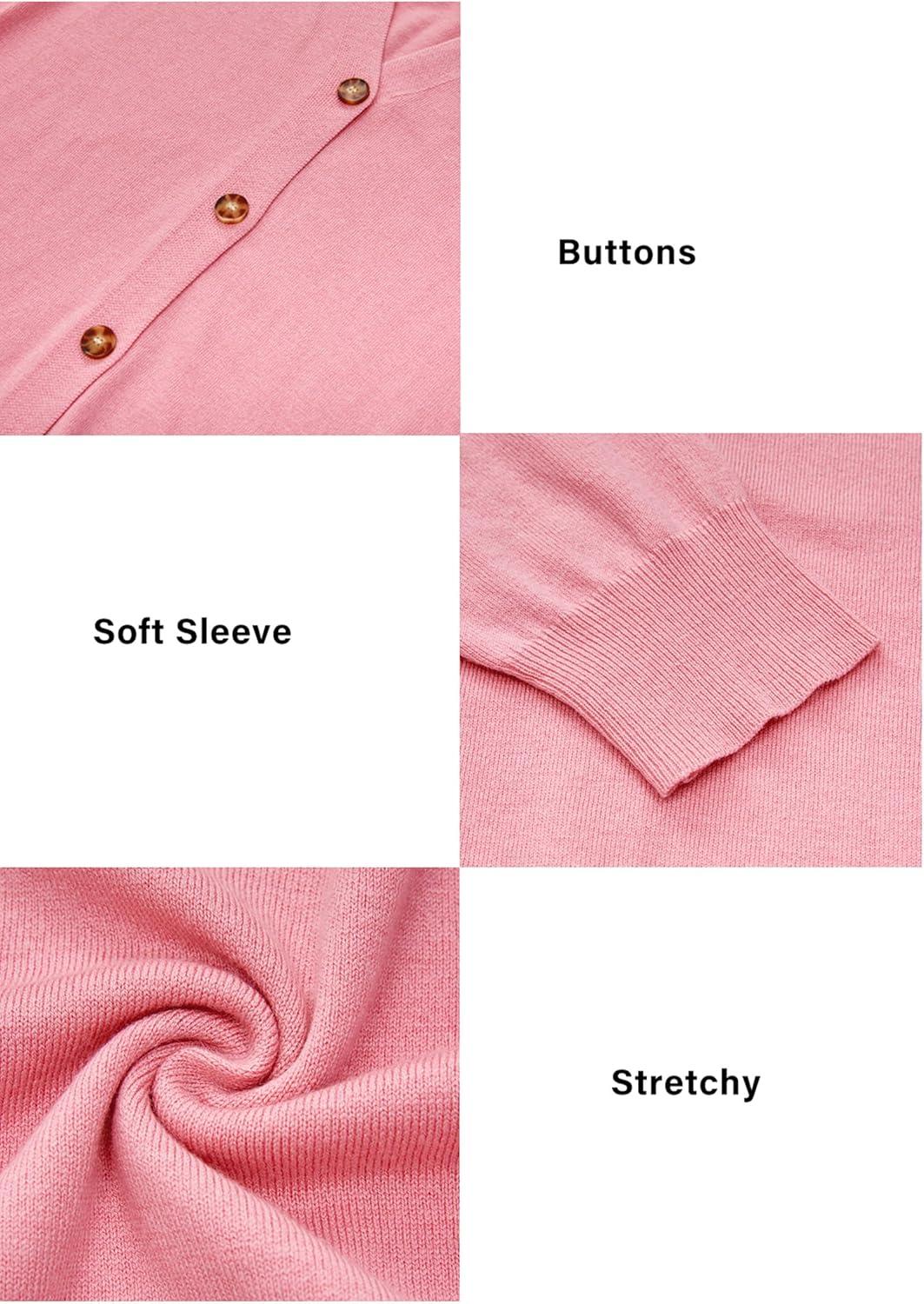 imageArachampampCloz Womens Wool Blend Lightweight Fall Business Casual Cardigan SweatersPink