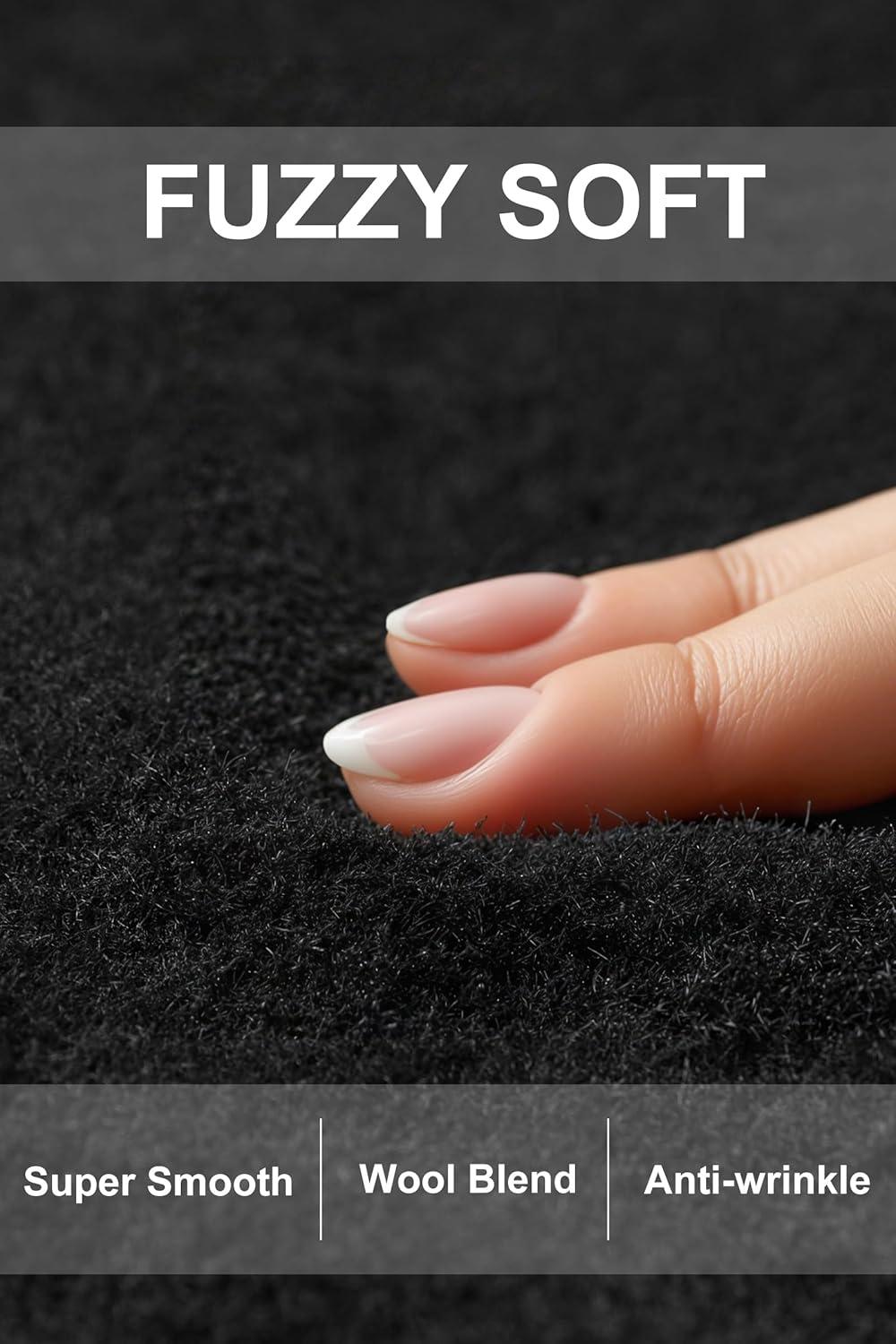 imageArachampampCloz Womens Wool Blend Soft Fuzzy Puff Sleeve Cute Casual Fall Sweaters 2025Black