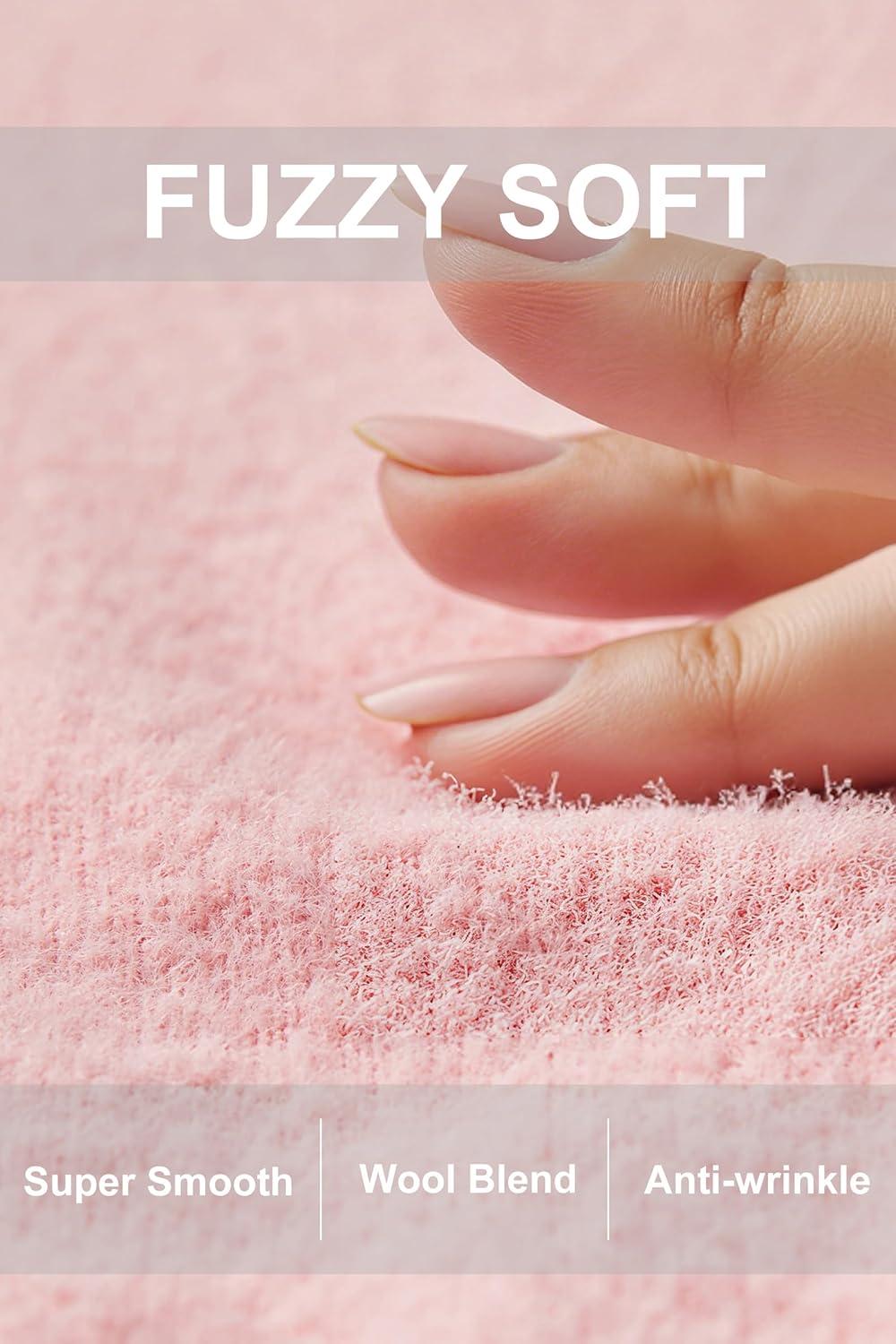 imageArachampampCloz Womens Wool Blend Soft Fuzzy Puff Sleeve Cute Casual Fall Sweaters 2025Light Pink