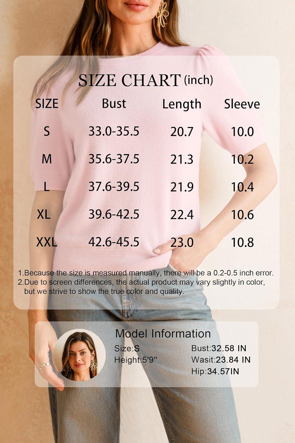 imageArachampampCloz Womens Wool Blend Soft Fuzzy Puff Sleeve Cute Casual Fall Sweaters 2025Light Pink