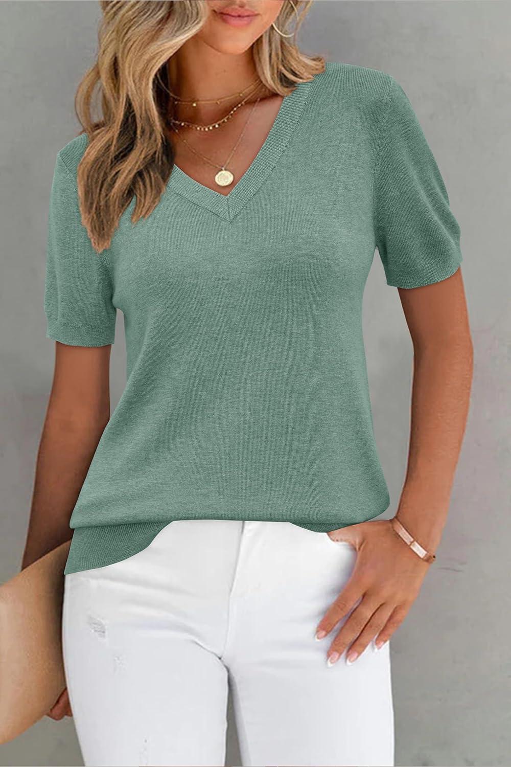 imageArachampampCloz Womens Wool Blend Summer Fall Tops Lightweight Business Casual BlousesGrey Green