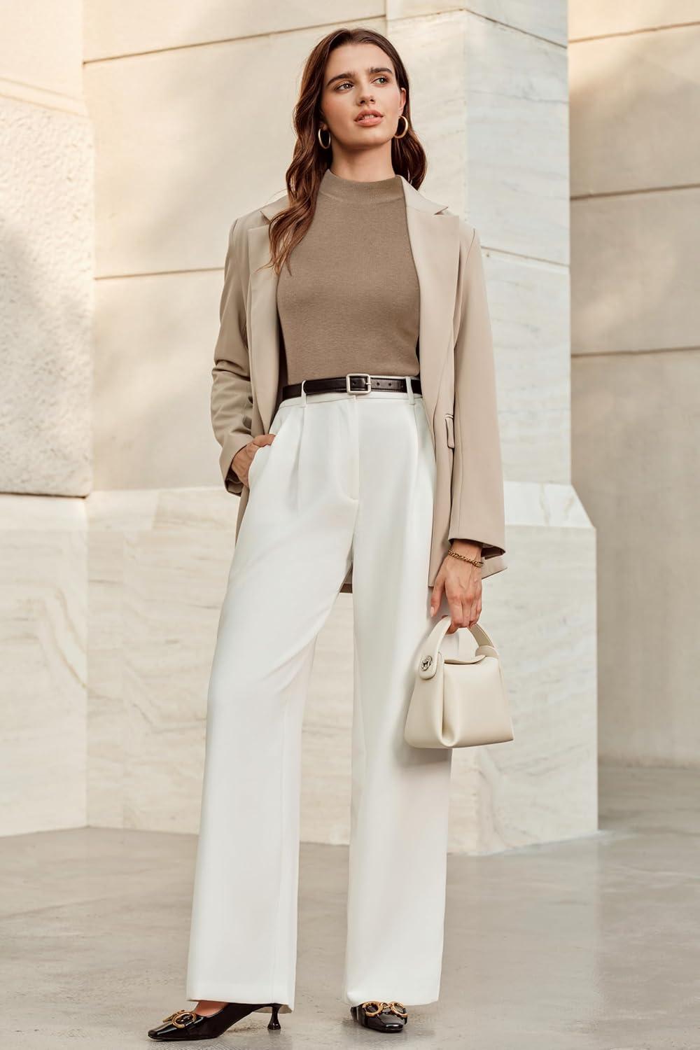 imageArachampampCloz Womens Wool Blend Sweater Soft Turtleneck AllSeason Casual Tank 2025Camel