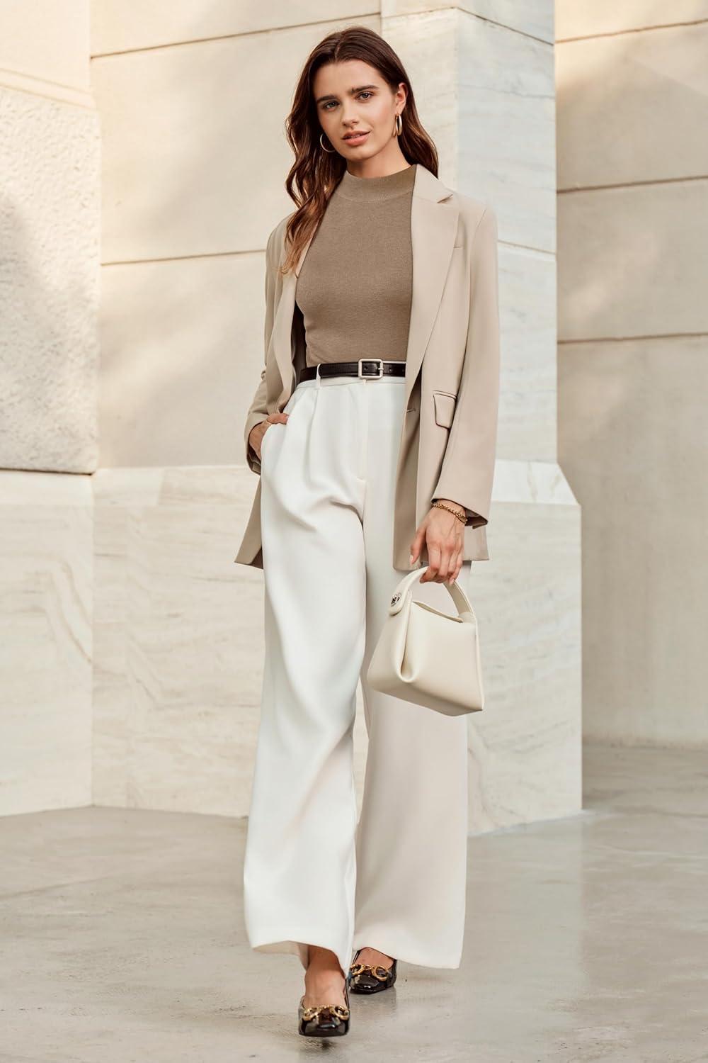 imageArachampampCloz Womens Wool Blend Sweater Soft Turtleneck AllSeason Casual Tank 2025Camel