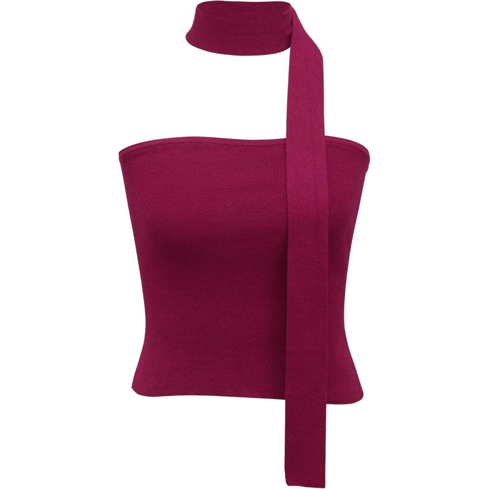 imageArachampampCloz Womens Non See Through 2in1 Y2K Non Slip Fall Scarf Tube Top 2025Burgundy Red