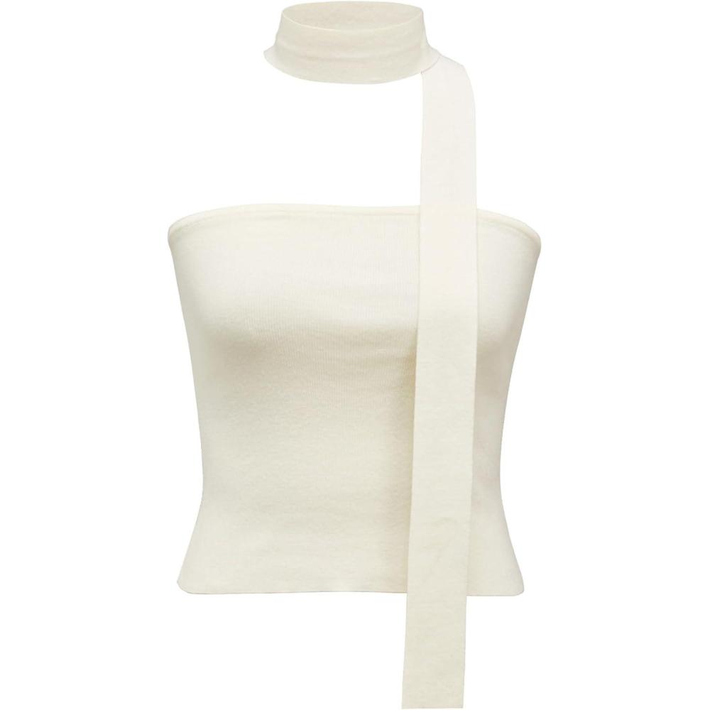 imageArachampampCloz Womens Non See Through 2in1 Y2K Non Slip Fall Scarf Tube Top 2025Ivory White