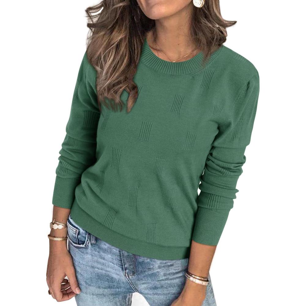 imageArachampampCloz Womens Soft Knit Sweater Fall Dressy Casual Pullover TopsAgray Green