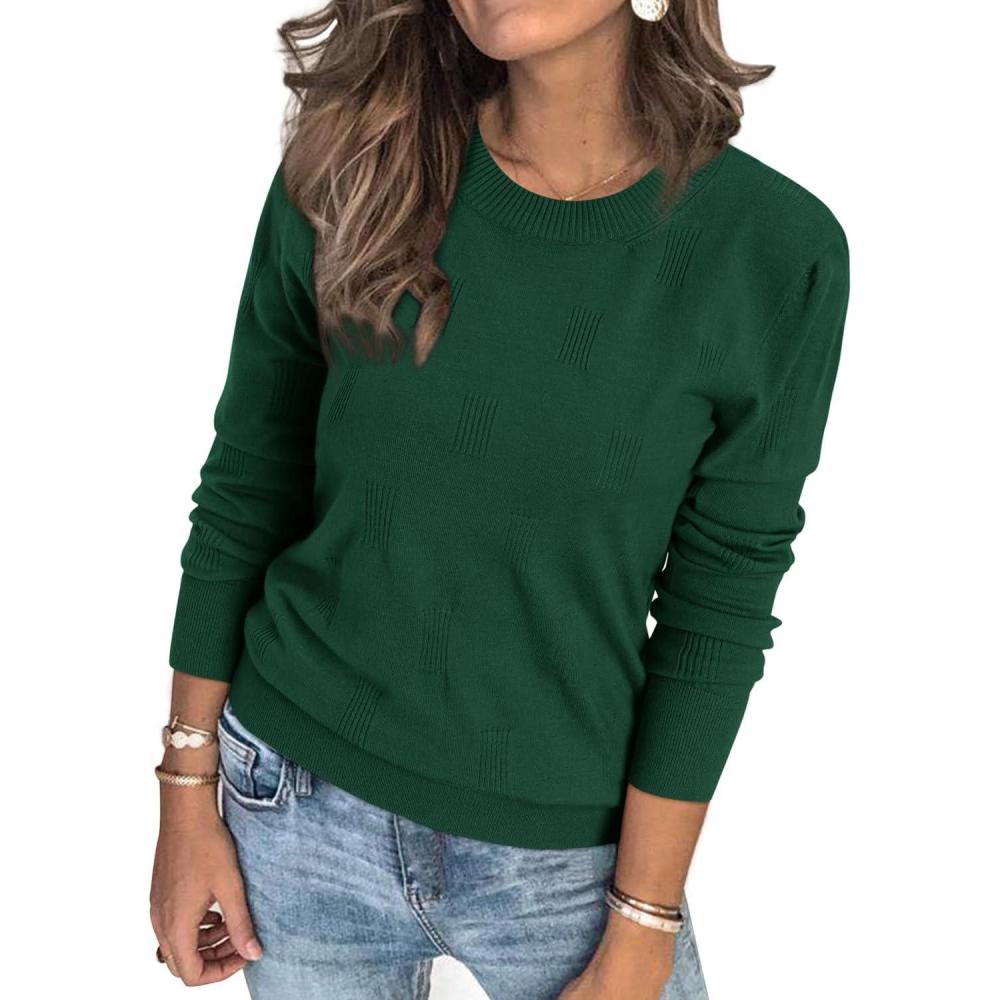 imageArachampampCloz Womens Soft Knit Sweater Fall Dressy Casual Pullover TopsAgreen