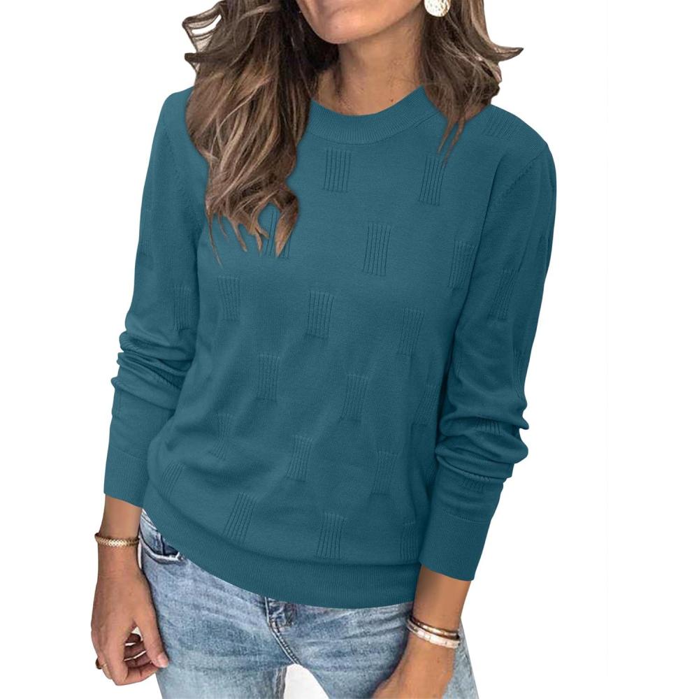 imageArachampampCloz Womens Soft Knit Sweater Fall Dressy Casual Pullover TopsApeacock Blue