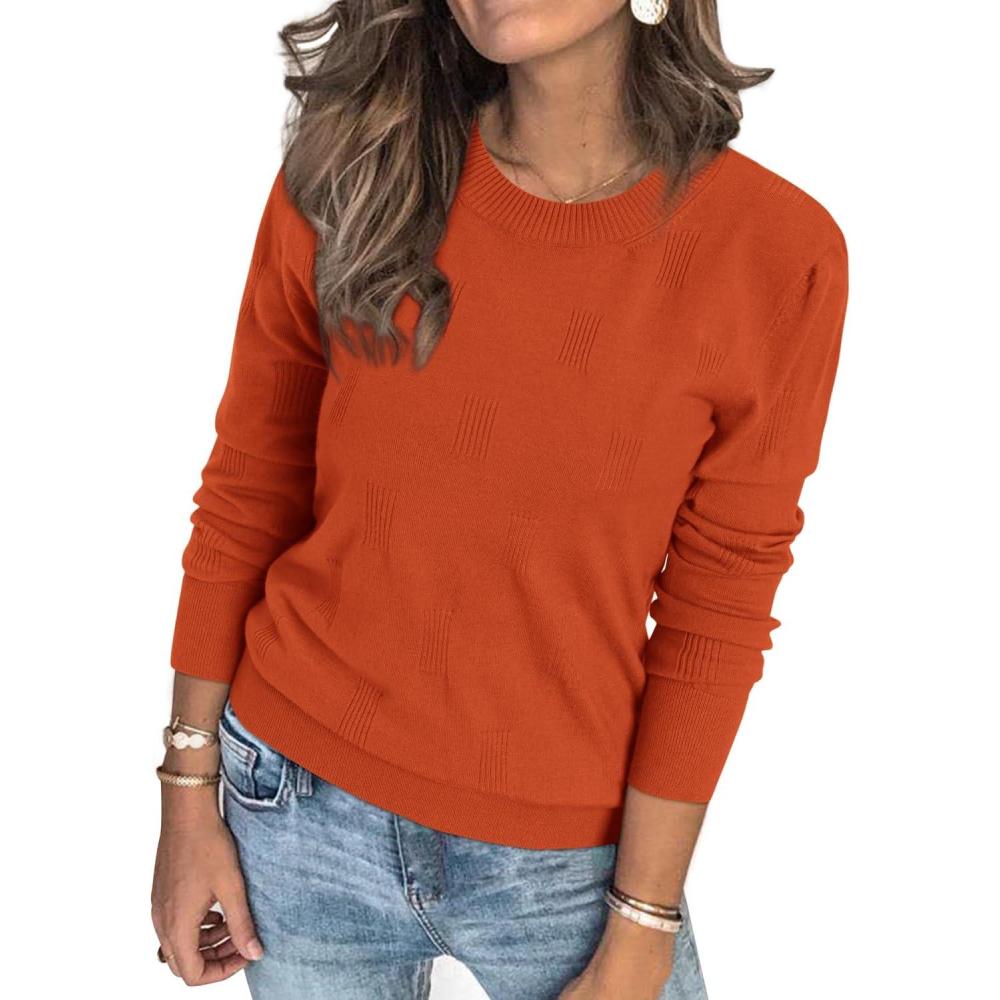 imageArachampampCloz Womens Soft Knit Sweater Fall Dressy Casual Pullover TopsArust