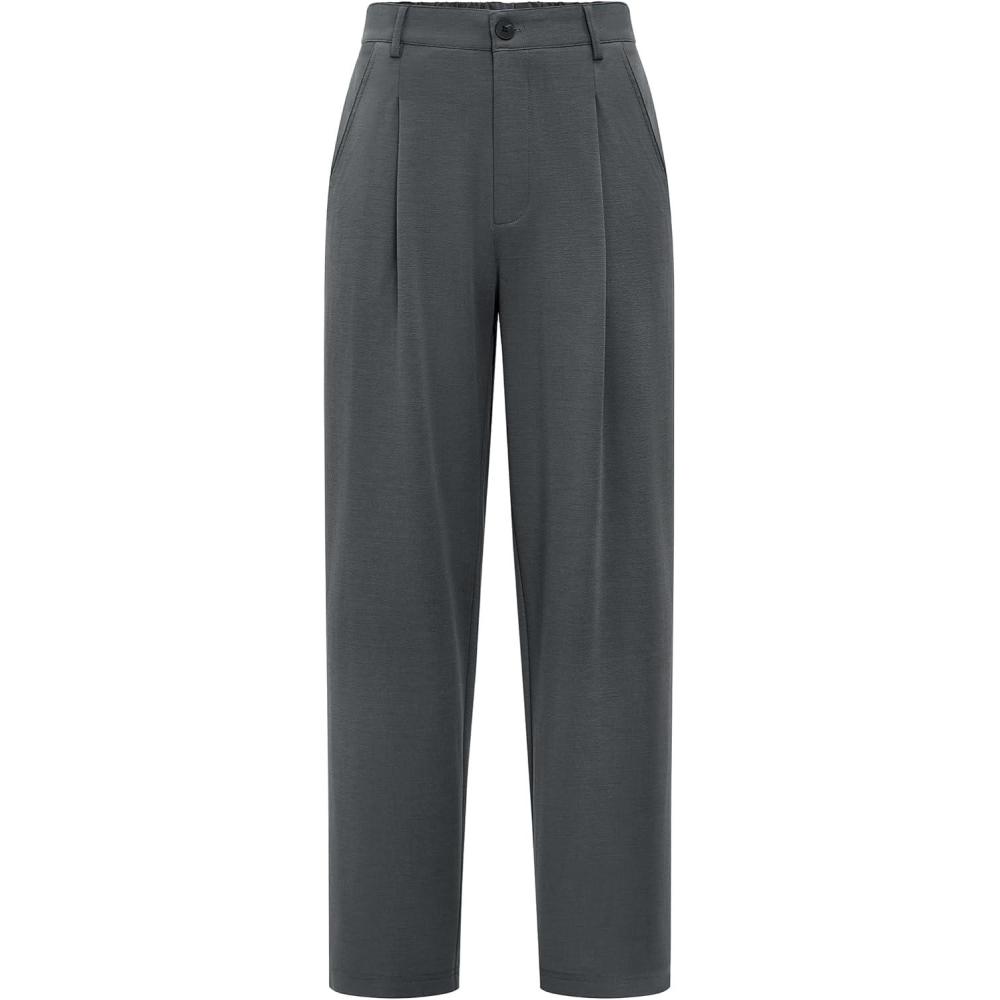 imageArachampampCloz Womens Stretch WrinkleFree Comfort Ankle Work Pants Fall 2025Dark Grey