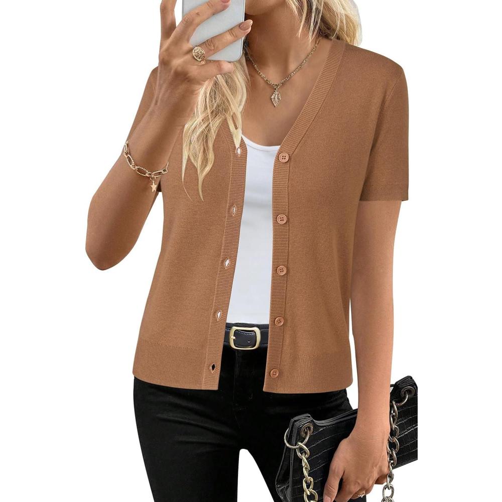 imageArachampampCloz Womens Wool Blend Business Casual Cardigan Sweaters 2025Mocha Mousse